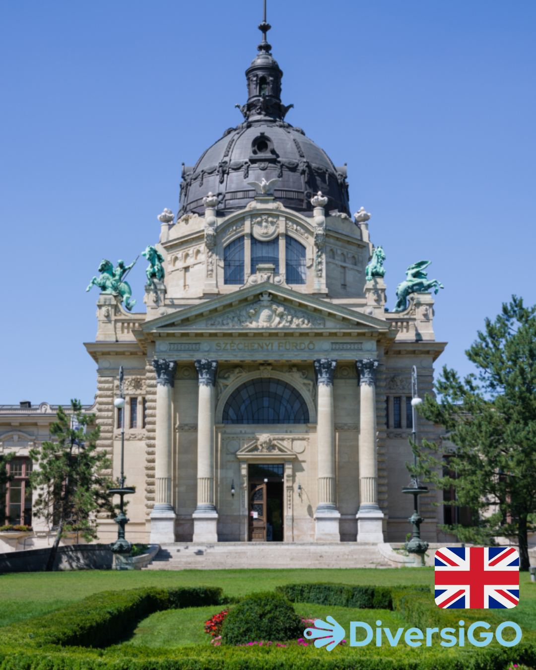 The Neo-Baroque style gate of the Széchenyi Thermal Bath.