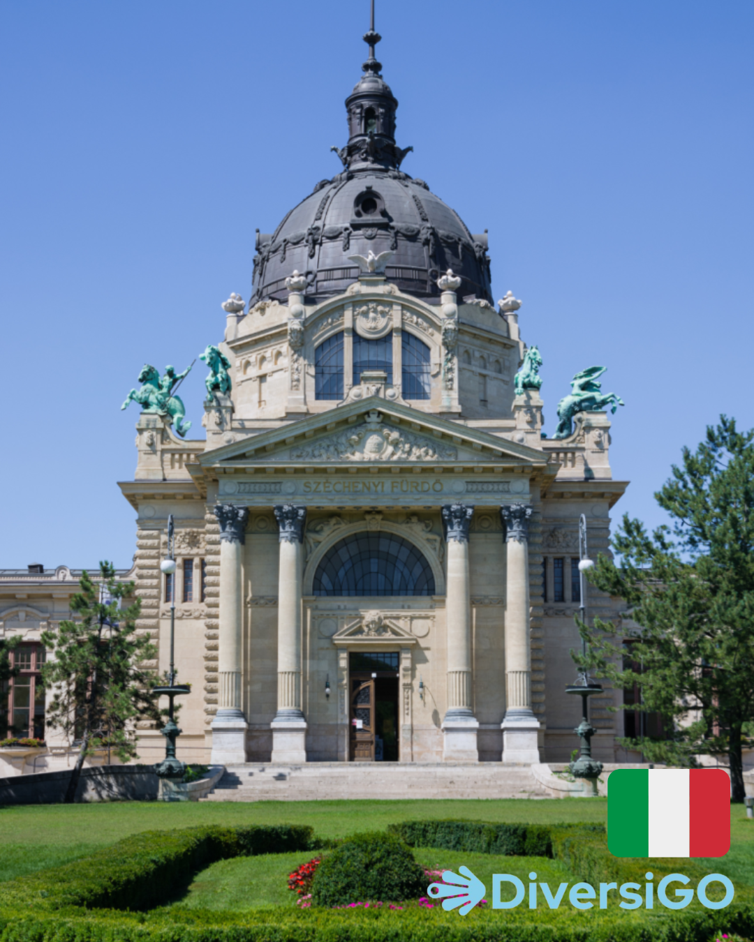 Il cancello in stile neobarocco dei Bagni Termali Széchenyi.